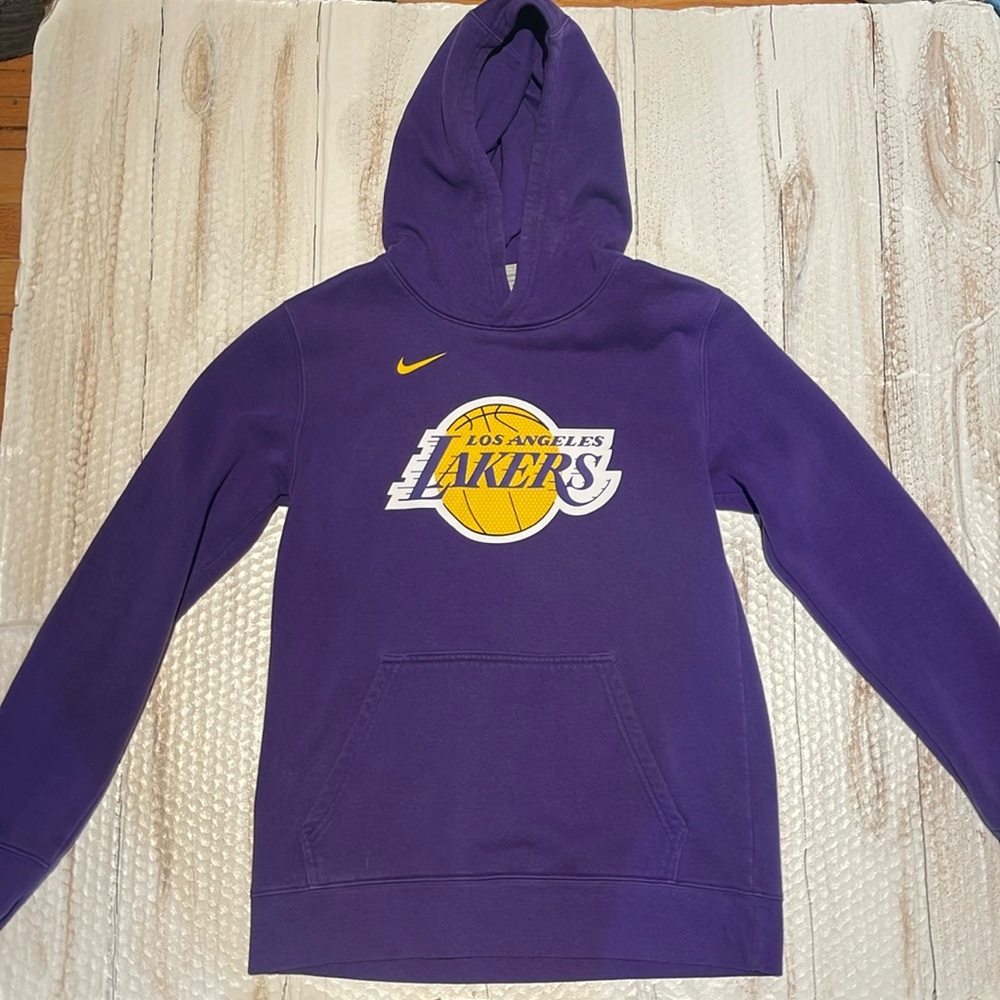 Nike Lakers youth large hoodie. Purple, gold, white.